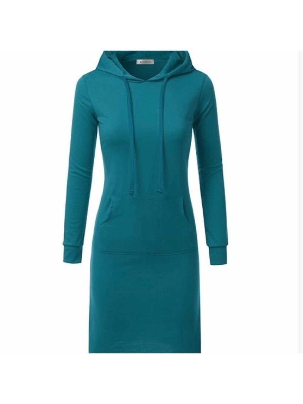 Hooded Sweatshirt Dress 2X Teal Lightweight Casual Hoodie Dress